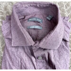 Michael‎ Kors Mens Large Button Up Shirt Slim Fit Stretch Long Sleeve Woven